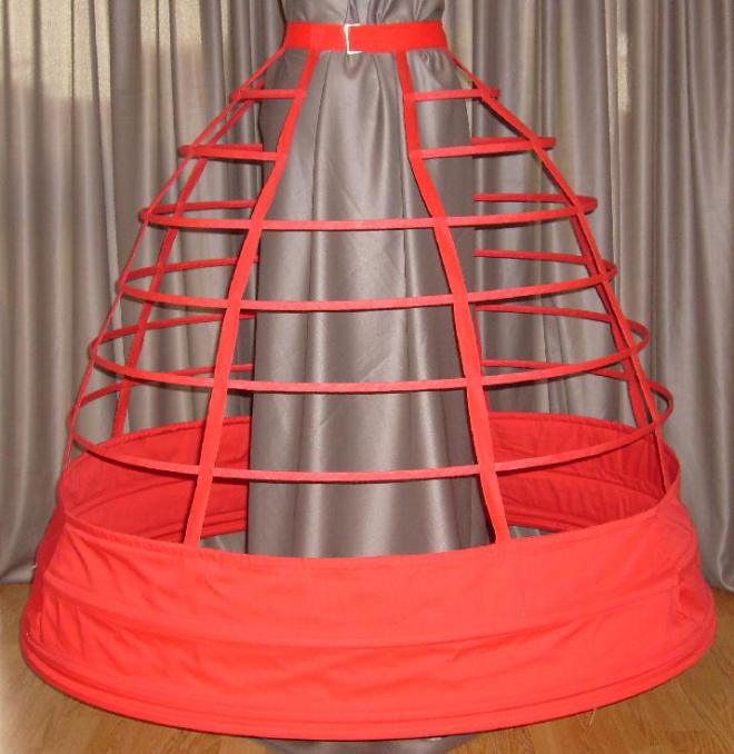 Steel-cage crinoline circa 1858.
