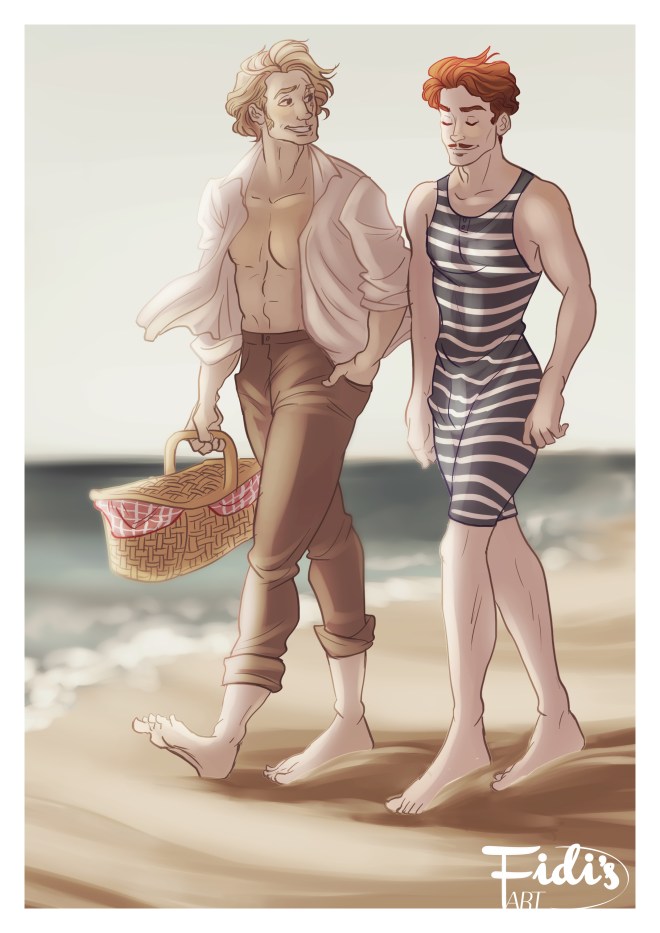 Adam and Immanuel a year or two after the events of The Winter Garden, strolling along the beach.